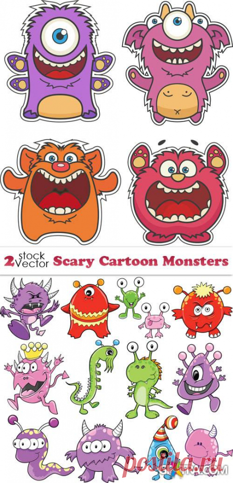 Vectors - Scary Cartoon Monsters » Vector, Photoshop PSDAfter Effects, Tutorials, Template, 3D,