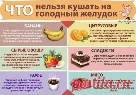 Полезная шпаргалка о том, что нельзя кушать на голодный желудок