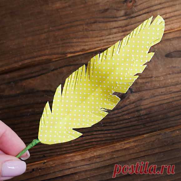 Перышко декоративное DIY МК Поделки из бумаги на Пасху Перо для декора