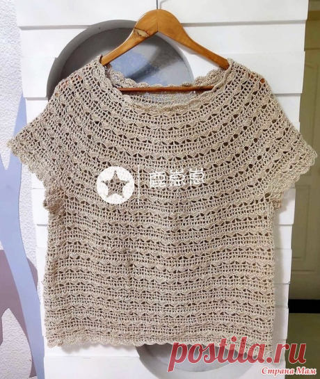 Ажурный топ с круглой кокеткой крючком. Схемы. / knittingideas.ru