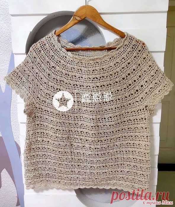 Ажурный топ с круглой кокеткой крючком. Схемы. / knittingideas.ru