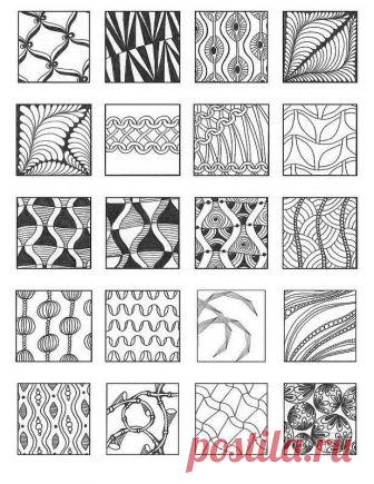 Зентангл узоры и схемы: коллекция орнаментов для начинающих