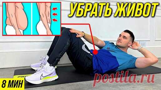 Как убрать живот: простые упражнения для начинающих за 8 минут в день. Тренировка для плоского живота дома с таймером | ДМИТРИЙ НОРОК | FIT FOR LIFE | Дзен