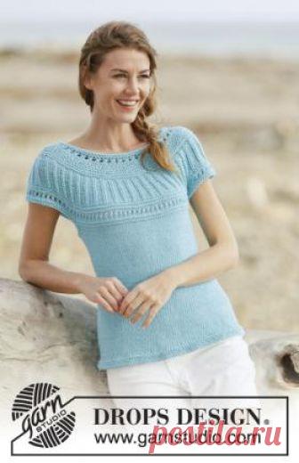 Топ спицами с круглой рельефной кокеткой Простой топ спицами для женщин, выполненный из довольно толстой хлопковой пряжи. Вязание топа начинается с круглой кокетки, прибавления выполняются...