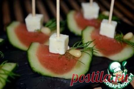 Закуска из огурца &quot;Арбузик&quot; - кулинарный рецепт