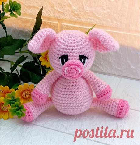 PDF Поросёнок Хрюня крючком. FREE crochet pattern; Аmigurumi animal patterns. Амигуруми схемы и описания на русском. Вязаные игрушки и поделки своими руками #amimore - свинка, поросёнок, свинья, поросенок.