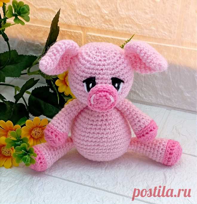 PDF Поросёнок Хрюня крючком. FREE crochet pattern; Аmigurumi animal patterns. Амигуруми схемы и описания на русском. Вязаные игрушки и поделки своими руками #amimore - свинка, поросёнок, свинья, поросенок.