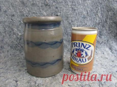 RARE Size 5 7 8&quot; Stoneware Crock Blue Decorated 3 Stripper Extra Cute | eBay