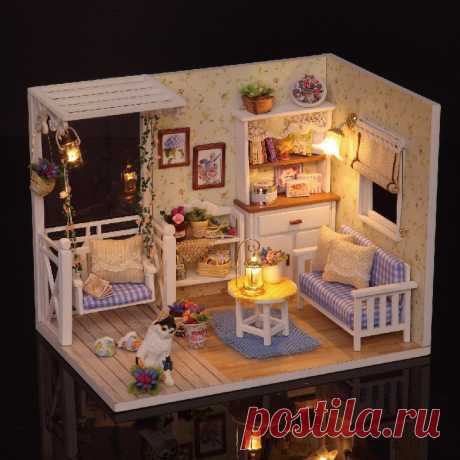 Кукольный Дом Мебель Diy Миниатюрный Пылезащитный Чехол 3D Деревянные Miniaturas Dollhouse Игрушки для Детей День Рождения Подарки Котенок Дневник купить на AliExpress