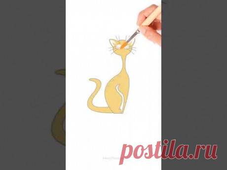 Нарисовала довольного кота - YouTube