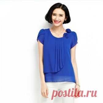 chiffon blouse 2016 summer tops women shirts Casual loose Blouses O-Neck Short sleeve shirt blusas plus size blusas feminina 4XL
