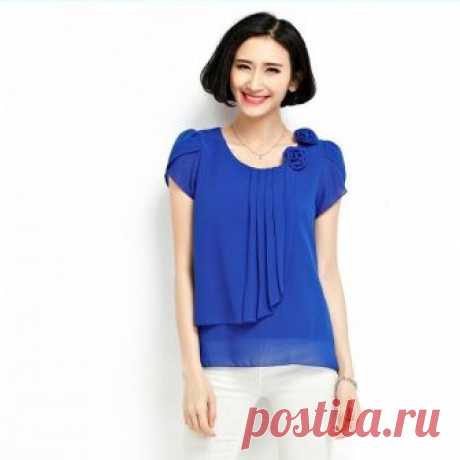 chiffon blouse 2016 summer tops women shirts Casual loose Blouses O-Neck Short sleeve shirt blusas plus size blusas feminina 4XL