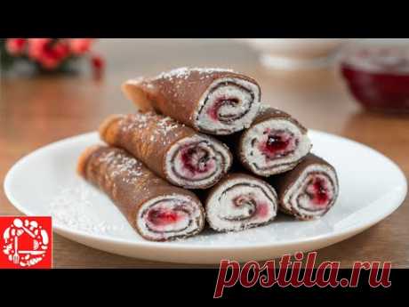 Самые любимые БЛИНЫ моих детей! Шоколадные блины с творогом и малиной