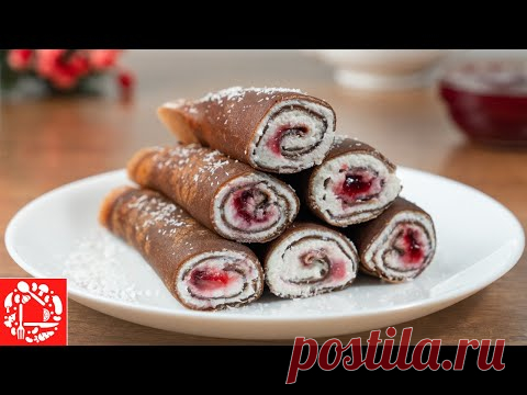 Самые любимые БЛИНЫ моих детей! Шоколадные блины с творогом и малиной