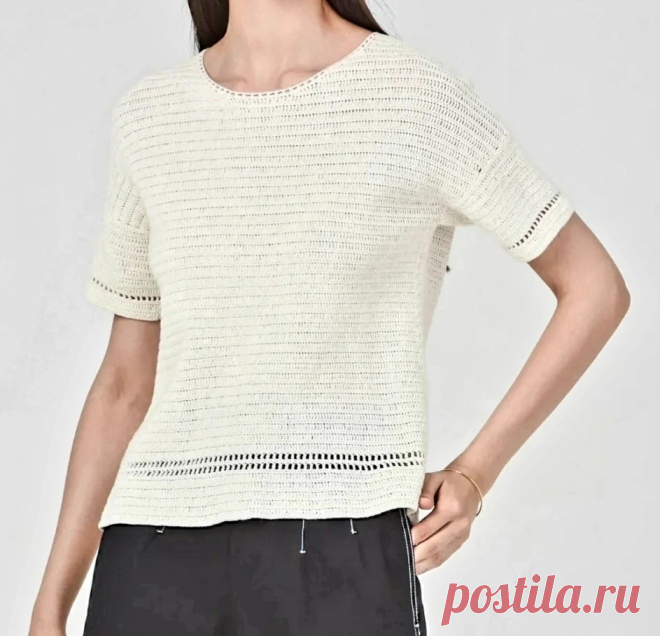 Простая футболка крючком. Схемы. / knittingideas.ru