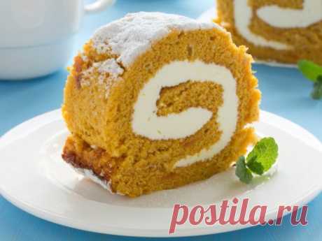 Пряный рулет из тыквы к чаю