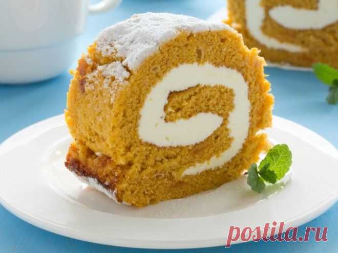 Пряный рулет из тыквы к чаю