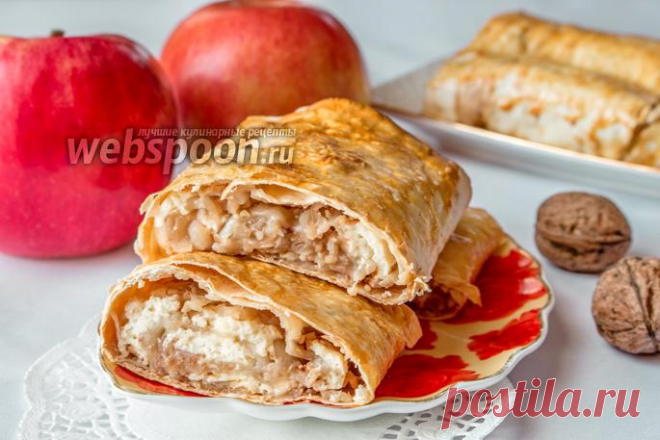 Лаваш с яблоком и творогом