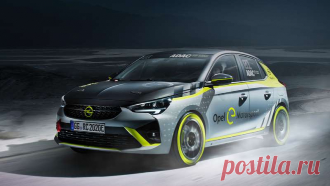 Батарейный Opel Corsa-e послужил основой для ралли-кара Спасибо раскраске, ведь она не даёт спутать прототип со стоковой Корсой. Новый передний бампер наделён расширенным воздухозаборником. На капоте (вероятно,