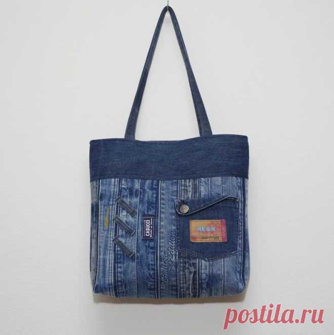 Джинсовая сумка плечо мешок ручной работы 100% переработаны | Etsy
