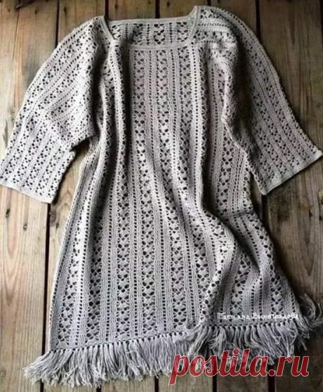 Ажурный узор вертикальными полосами для туники