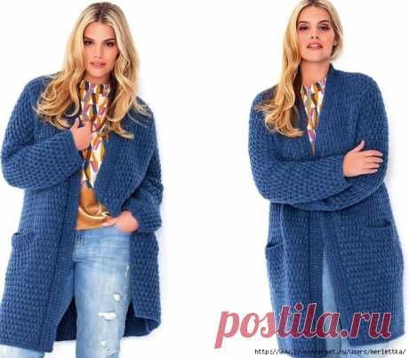Кардиган спицами с узором из снятых петель — HandMade