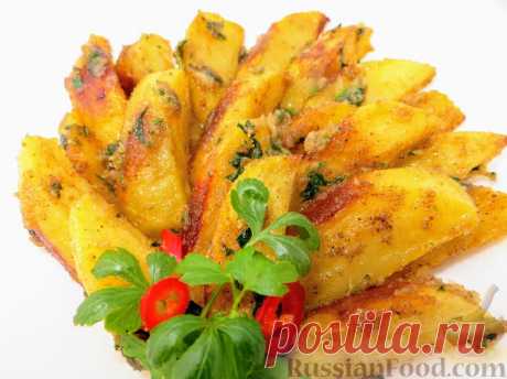Рецепт: Чесночная картошка "Объедение" в духовке на RussianFood.com