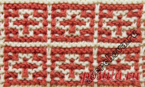 Узор 721 « ленивые крестики» | каталог вязаных спицами узоров