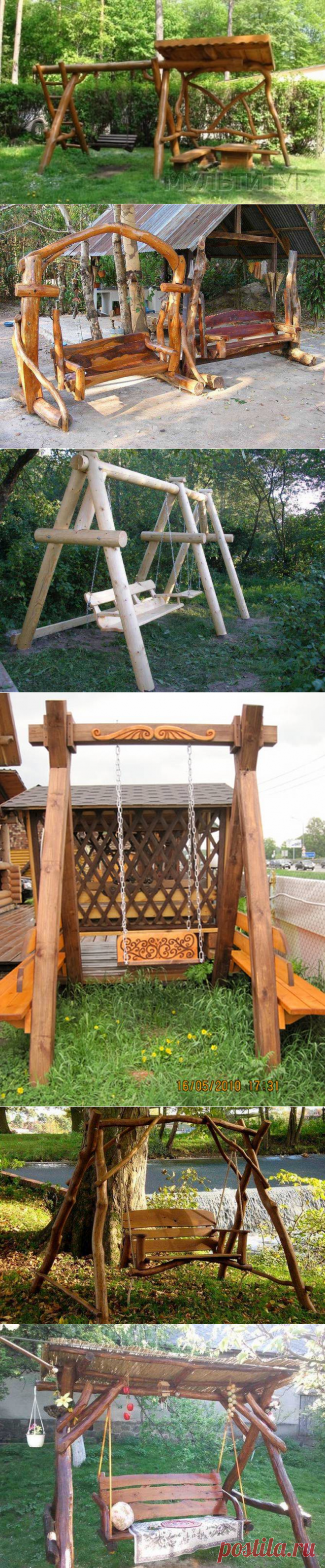 Качели из бревен. 80  фото
