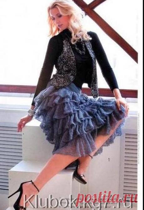 Юбка с оборками из мохера.Спицами и крючком вяжем. | Клубок