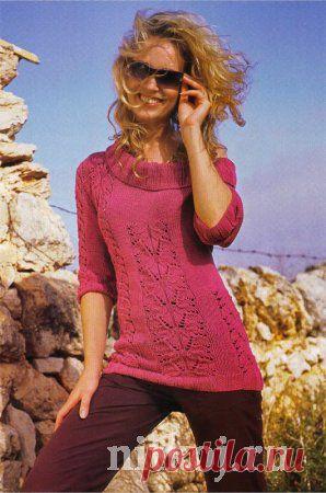 Вязаный пуловер женский с круглым воротником » Ниткой - вязаные вещи для вашего дома, вязание крючком, вязание спицами, схемы вязания