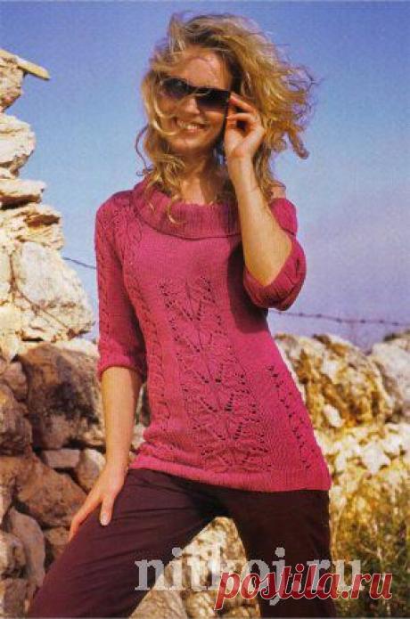 Вязаный пуловер женский с круглым воротником » Ниткой - вязаные вещи для вашего дома, вязание крючком, вязание спицами, схемы вязания