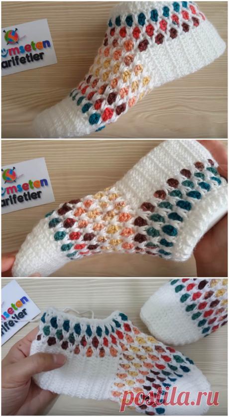 Crochet honeycomb patterned slippers – Artofit