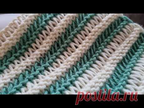 Узор с эффектом вытянутых петель🧶❤️knitting pattern.
