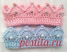 Повязка на голову связанная крючком.  Корона