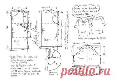 Нежная блузка с красивыми рукавчиками. Выкройка (Шитье и крой) — Журнал Вдохновение Рукодельницы