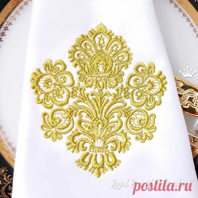 Восточный дамасский узор Дизайн машинной вышивки - 2 размера