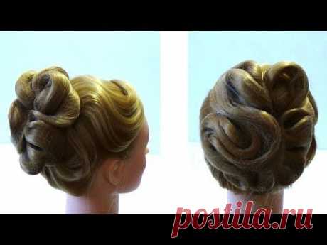Вечерняя прическа. Свадебная прическа. Прическа на праздник. Evening prom holiday updo - YouTube