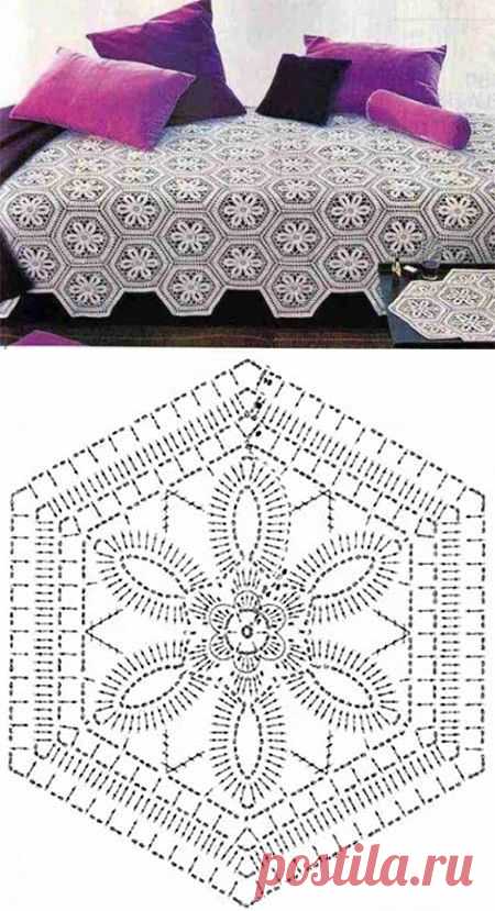 Ажурное покрывало из шестиугольников | Искусница