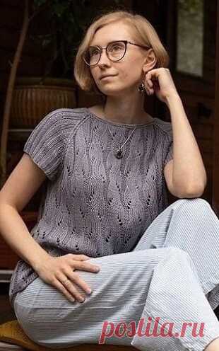 Летний ажурный джемпер спицами. / knittingideas.ru