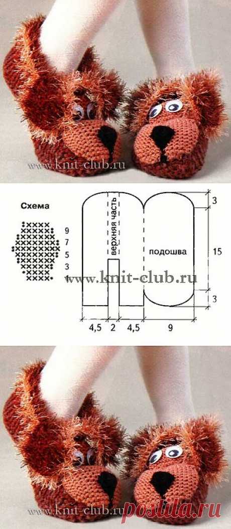 Вяжем тапочки-собачки..
