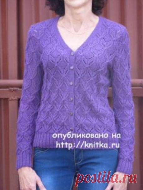 Фиолетовый жакет спицами. Работа Марины Ефименко,  Вязание для женщин Здравствуйте девочки! Ну вот и лето близиться к концу, начинаем потихоньку утепляться. На прохладные августовские деньки связался жакет. Пряжа "Лотос" (100%