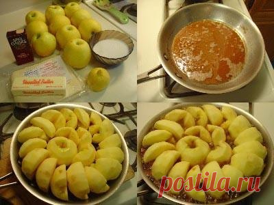 Яблочный пирог из слоеного теста вверх дном