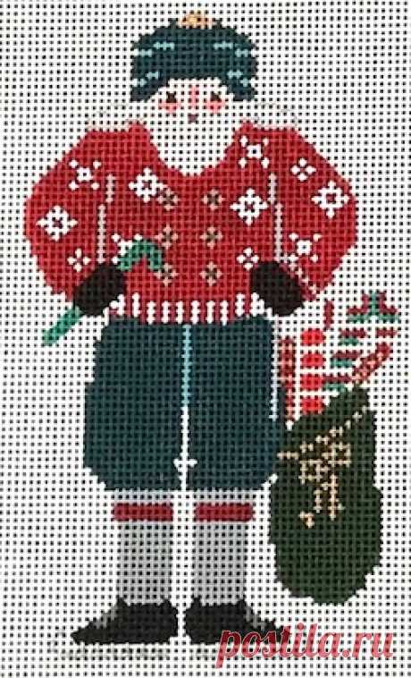 Designs by Petei - Candy Cane Santa - Needle Nook Candy Cane Santa (PT-734) is a Christmas occupational themed needlepoint canvas by Designs by Petei available from the Needle Nook of LaJolla.