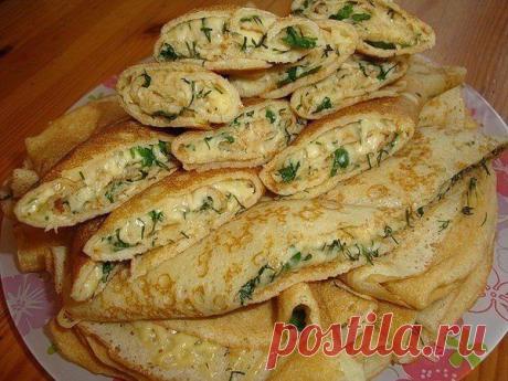 Блинные кoнверты с сыром и зеленью