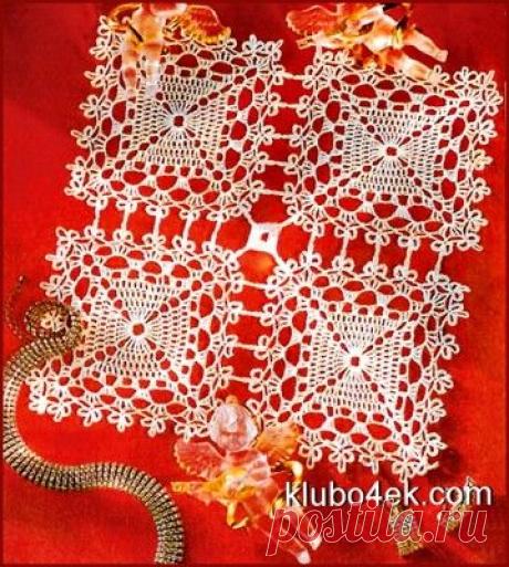 Квадратная салфетка из квадратных мотивов. Крючком. Схема. / klubo4ek.com