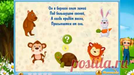 Веселые загадки в стихах про диких животных для детей, чтобы ваш ребенок быстро и с легкостью выучил диких животных. Здесь представлено пять диких животных: медведь, обезьяна, черепаха, заяц, лев.