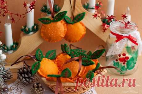 МК: Новогодняя мандаринка из фетра - Ярмарка Мастеров - ручная работа, handmade