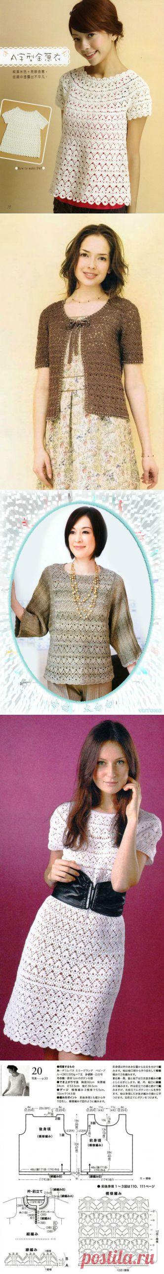 Из азиатского журнала. Несколько моделей простеньким, но эффектным рисунком.