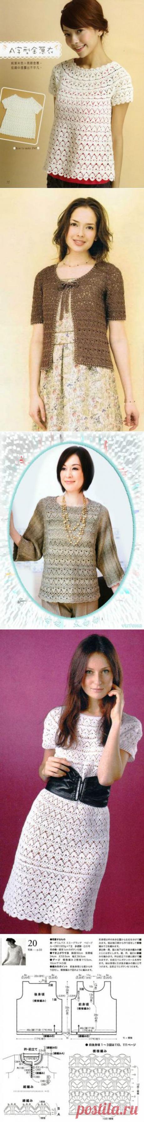 Из азиатского журнала. Несколько моделей простеньким, но эффектным рисунком.